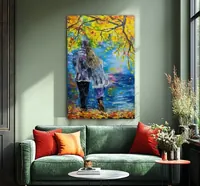 Couple standing by the lake — original impressionist oil painting by Volodymyr Myriyevskyy, 40 × 60 cm (16″ × 24″) — photo 6
