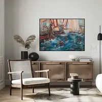 When Rome Met Carthage at Sea — original impressionist oil painting by Volodymyr Myriyevskyy, 70 × 50 cm (28″ × 20″) — photo 4