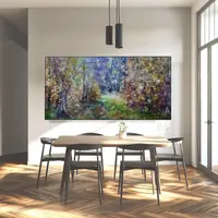 Enchanted autumn — original impressionist oil painting by Volodymyr Myriyevskyy, 80 × 40 cm (31″ × 16″) — photo 3