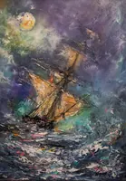 Old Pirate Ship — original oil painting by Volodymyr Myriyevskyy