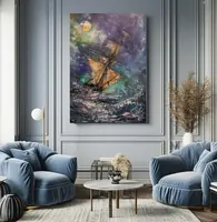 Old Pirate Ship — original impressionist oil painting by Volodymyr Myriyevskyy, 50 × 70 cm (20″ × 28″) — photo 3