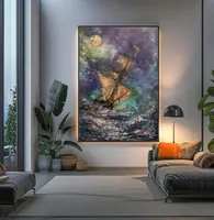 Old Pirate Ship — original impressionist oil painting by Volodymyr Myriyevskyy, 50 × 70 cm (20″ × 28″) — photo 5