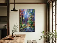 One day in a magical forest — original impressionist oil painting by Volodymyr Myriyevskyy, 40 × 60 cm (16″ × 24″) — photo 3