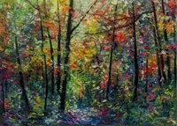 Sunny Forest Path — original oil painting by Volodymyr Myriyevskyy