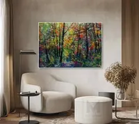 Sunny Forest Path — original impressionist oil painting by Volodymyr Myriyevskyy, 70 × 50 cm (28″ × 20″) — photo 3