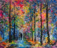 Romantic Stroll on the Forest Path — original oil painting by Volodymyr Myriyevskyy