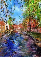 Old Bridge in Bruges — original oil painting by Volodymyr Myriyevskyy