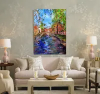 Old Bridge in Bruges — original impressionist oil painting by Volodymyr Myriyevskyy, 50 × 70 cm (20″ × 28″) — photo 4