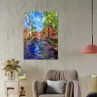 Old Bridge in Bruges — original impressionist oil painting by Volodymyr Myriyevskyy, 50 × 70 cm (20″ × 28″) — photo 6