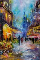 Couple on the Flower Street — original oil painting by Volodymyr Myriyevskyy