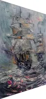 Two Ships in the Tempest — original impressionist oil painting by Volodymyr Myriyevskyy, 40 × 60 cm (16″ × 24″) — photo 2
