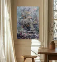 Two Ships in the Tempest — original impressionist oil painting by Volodymyr Myriyevskyy, 40 × 60 cm (16″ × 24″) — photo 6