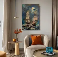 Ships Under the Full Moon — original impressionist oil painting by Volodymyr Myriyevskyy, 40 × 60 cm (16″ × 24″) — photo 4