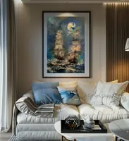 Ships Under the Full Moon — original impressionist oil painting by Volodymyr Myriyevskyy, 40 × 60 cm (16″ × 24″) — photo 5