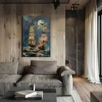 Ships Under the Full Moon — original impressionist oil painting by Volodymyr Myriyevskyy, 40 × 60 cm (16″ × 24″) — photo 6