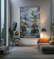 Two Old Ships in the High Sea — reserved for Oleg Tsykalo — original impressionist oil painting by Volodymyr Myriyevskyy, 40 × 60 cm (16″ × 24″) — photo 5