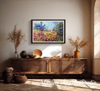 Field of flowers — original impressionist oil painting by Volodymyr Myriyevskyy, 60 × 40 cm (24″ × 16″) — photo 3