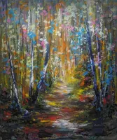 Birch Sunny Path — original oil painting by Volodymyr Myriyevskyy