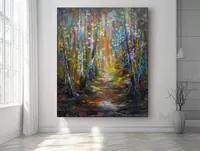 Birch Sunny Path — original impressionist oil painting by Volodymyr Myriyevskyy, 50 × 60 cm (20″ × 24″) — photo 2