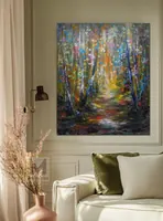 Birch Sunny Path — original impressionist oil painting by Volodymyr Myriyevskyy, 50 × 60 cm (20″ × 24″) — photo 4