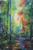 Emerald Forest Trail in Spring — original oil painting by Volodymyr Myriyevskyy