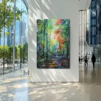 Emerald Forest Trail in Spring — original impressionist oil painting by Volodymyr Myriyevskyy, 40 × 60 cm (16″ × 24″) — photo 2