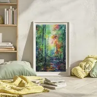 Emerald Forest Trail in Spring — original impressionist oil painting by Volodymyr Myriyevskyy, 40 × 60 cm (16″ × 24″) — photo 6