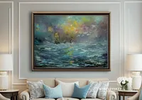 Stormy Sea — original impressionist oil painting by Volodymyr Myriyevskyy, 70 × 50 cm (28″ × 20″) — photo 6