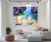 Two Figures by the Shore — original impressionist oil painting by Volodymyr Myriyevskyy, 80 × 60 cm (31″ × 24″) — photo 3
