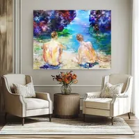 Two Figures by the Shore — original impressionist oil painting by Volodymyr Myriyevskyy, 80 × 60 cm (31″ × 24″) — photo 6
