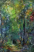 Mystical Forest Wanderers — original impressionist oil painting by Volodymyr Myriyevskyy, 40 × 60 cm (16″ × 24″) — photo 1