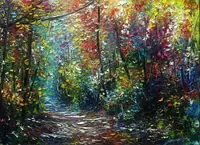 A walk of a thousand shades — original oil painting by Volodymyr Myriyevskyy