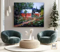 Poppy field with house — original impressionist oil painting by Volodymyr Myriyevskyy, 60 × 50 cm (24″ × 20″) — photo 2