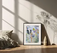 Woman hanging laundry — original impressionist oil painting by Volodymyr Myriyevskyy, 40 × 50 cm (16″ × 20″) — photo 3