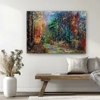Autumn path in the forest — original impressionist oil painting by Volodymyr Myriyevskyy, 70 × 50 cm (28″ × 20″) — photo 3