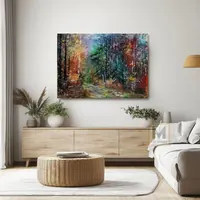 Autumn path in the forest — original impressionist oil painting by Volodymyr Myriyevskyy, 70 × 50 cm (28″ × 20″) — photo 4