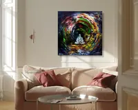 Radiance meditation — original impressionist oil painting by Volodymyr Myriyevskyy, 50 × 50 cm (20″ × 20″) — photo 2