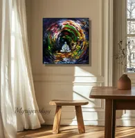 Radiance meditation — original impressionist oil painting by Volodymyr Myriyevskyy, 50 × 50 cm (20″ × 20″) — photo 4