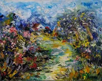 Enchanted Garden Path — original impressionist oil painting by Volodymyr Myriyevskyy, 50 × 40 cm (20″ × 16″) — photo 1