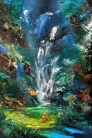 Monk meditating — original oil painting by Volodymyr Myriyevskyy