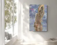 Nude and sea — original impressionist oil painting by Volodymyr Myriyevskyy, 40 × 60 cm (16″ × 24″) — photo 3