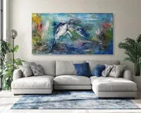Dolphins — original impressionist oil painting by Volodymyr Myriyevskyy, 80 × 40 cm (31″ × 16″) — photo 5