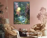Magic of the Night — original impressionist oil painting by Volodymyr Myriyevskyy, 50 × 70 cm (20″ × 28″) — photo 6