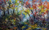 Autumn forest — original oil painting by Volodymyr Myriyevskyy