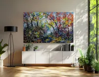 Autumn forest — original impressionist oil painting by Volodymyr Myriyevskyy, 80 × 50 cm (31″ × 20″) — photo 2
