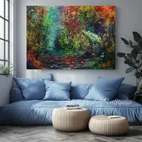 Early Autumn Forest Cottage — original impressionist oil painting by Volodymyr Myriyevskyy, 70 × 50 cm (28″ × 20″) — photo 2