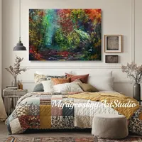 Early Autumn Forest Cottage — original impressionist oil painting by Volodymyr Myriyevskyy, 70 × 50 cm (28″ × 20″) — photo 3