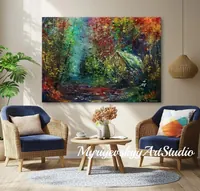Early Autumn Forest Cottage — original impressionist oil painting by Volodymyr Myriyevskyy, 70 × 50 cm (28″ × 20″) — photo 5