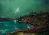 River Night — original oil painting by Volodymyr Myriyevskyy