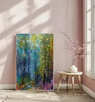Enchanted Forest in Blue Shadow — original impressionist oil painting by Volodymyr Myriyevskyy, 40 × 60 cm (16″ × 24″) — photo 2